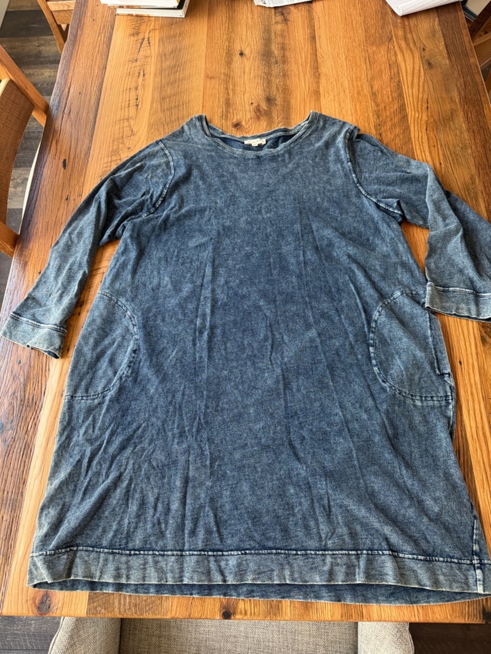 Jane and Delancey Washed Denim-Blue Casual Tunic Dress